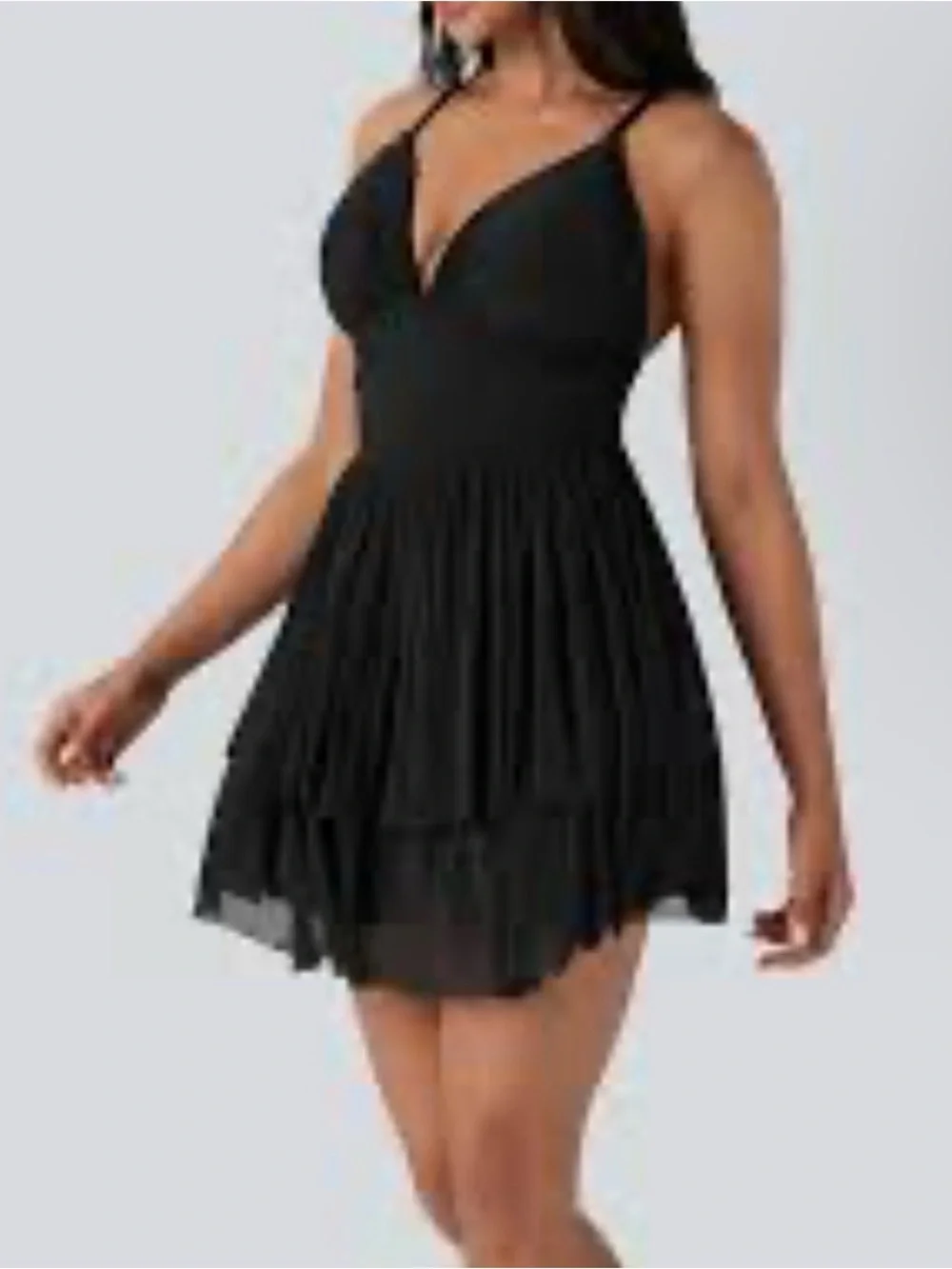 NEW Halara Women's Lace Up Mesh Layered Mini Party Dress Black Large ruched